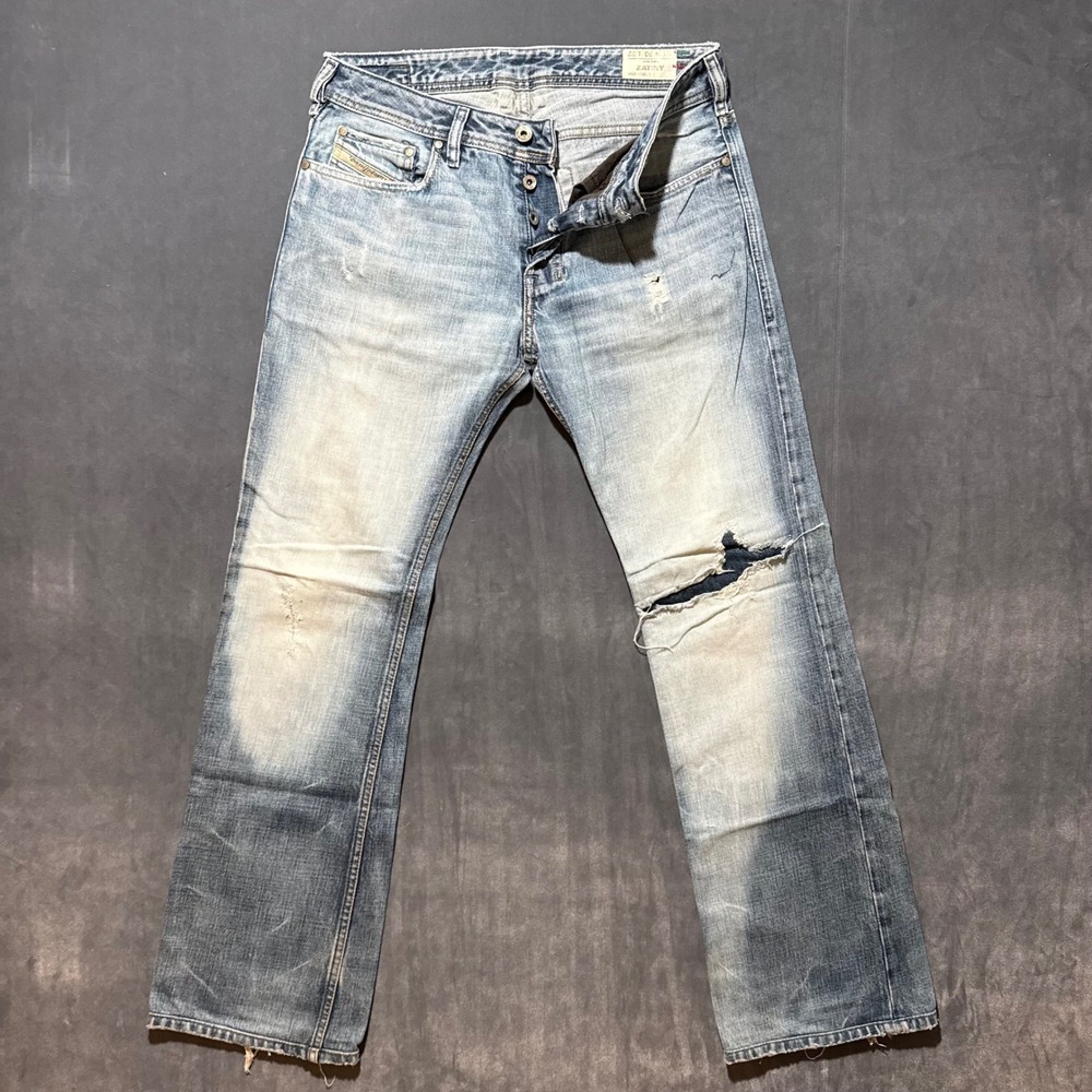 Diesel Zatiny Jeans Mens 30x32 Bootcut Embroidered Light Wash Unique 008LD
